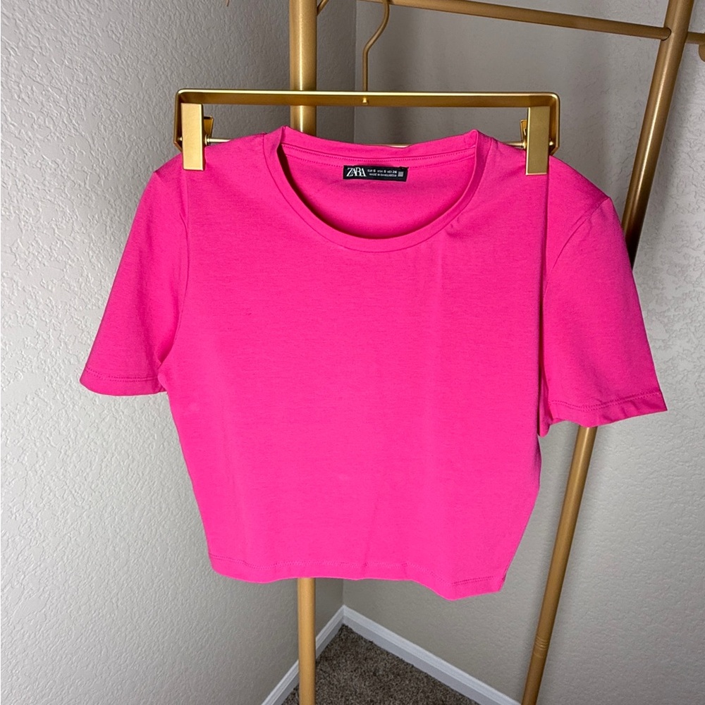 Zara Women's Hot Pink Short Sleeve Tee